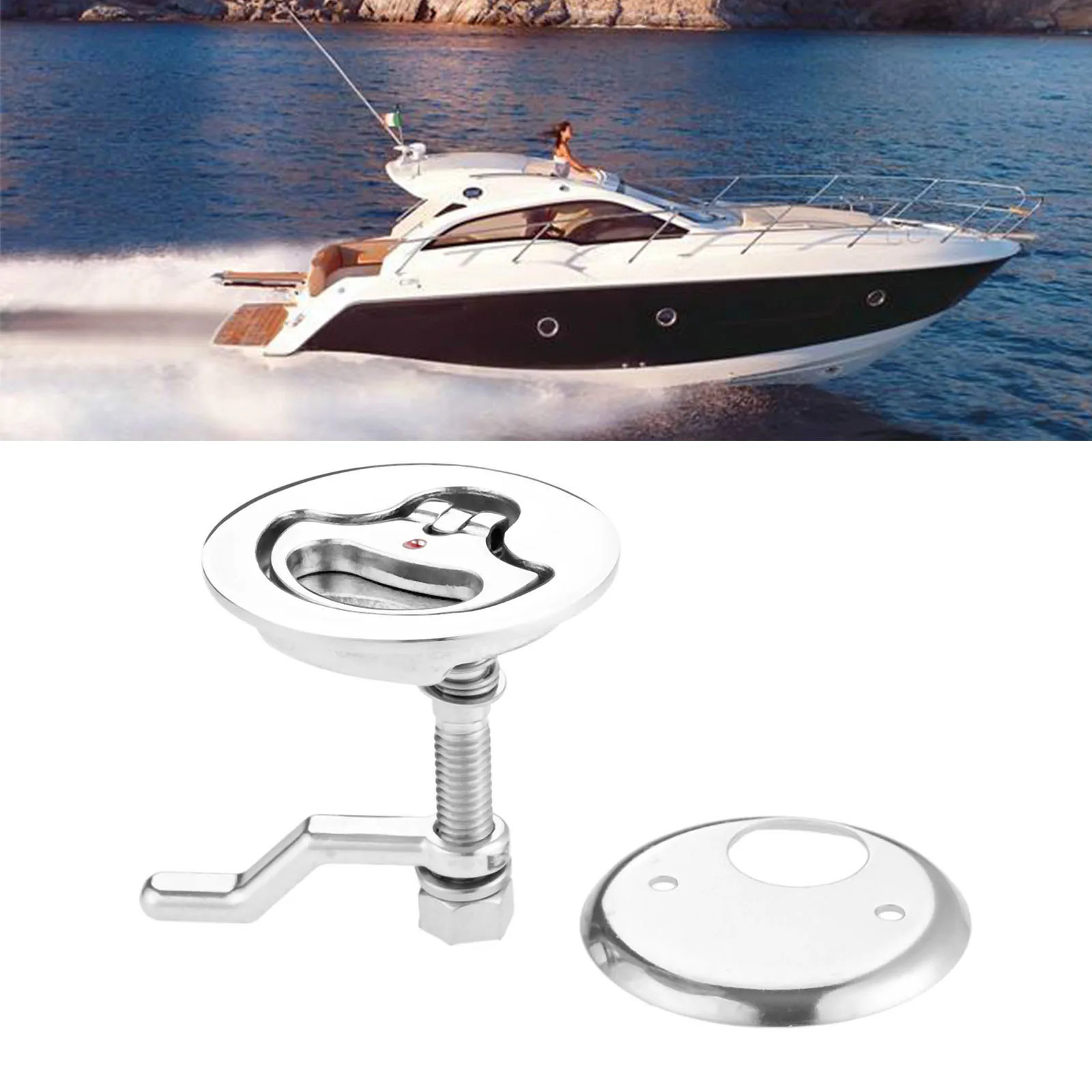 Marine Grade 316 Stainless Steel Boat Cam Latch Flush Pull Hatch Deck Latch Lift Handle With Back Plate Boats Marine Hardware