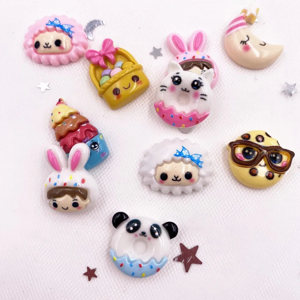 Nuevo 10 Uds. De resina colorida, combinación encantadora, cabujón plano, álbum de recortes, accesorio DIY, decoración del hogar, estatuilla OH14