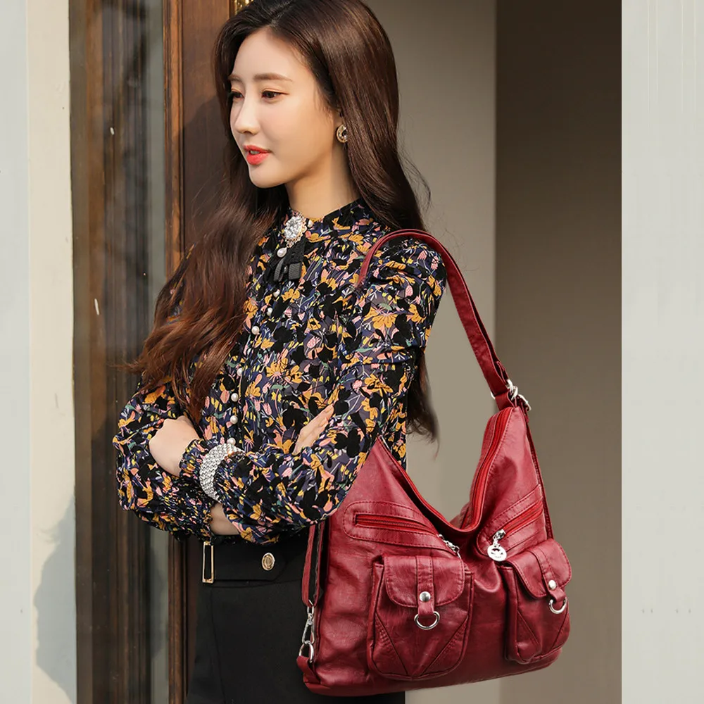 Vintage Women Shoulder Bags Designer Brand Handbag Genuine Leather Travel Bags Lady Large Capacity Casual Tote Bag Bolso Mujer