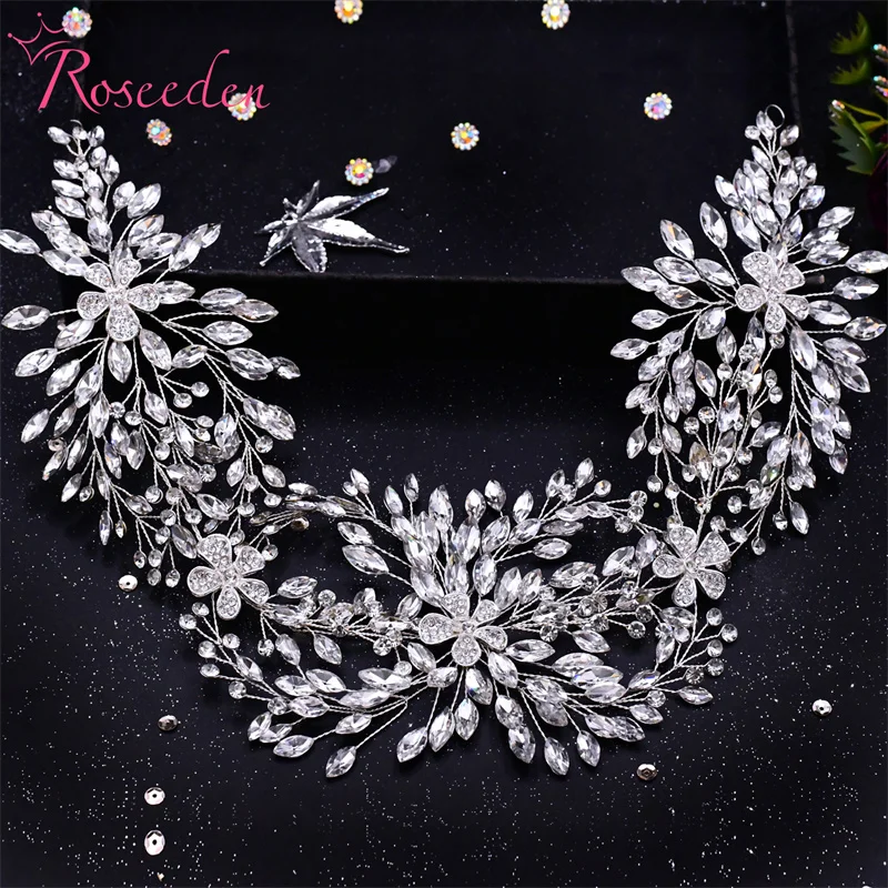 

Handmade Long Luxury Full Rhinestone Wedding Headbands Hair Accessories Bridal Hair Vines RE4397