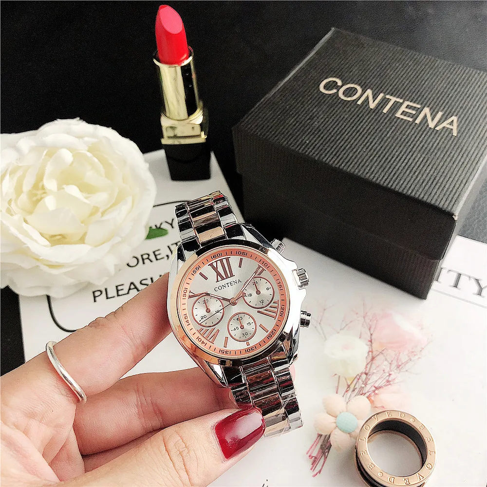 Nuevo Reloj creativo de lujo para Mujer, relojes de cuarzo de oro rosa, pulseras de acero inoxidable, relojes de pulsera para Mujer