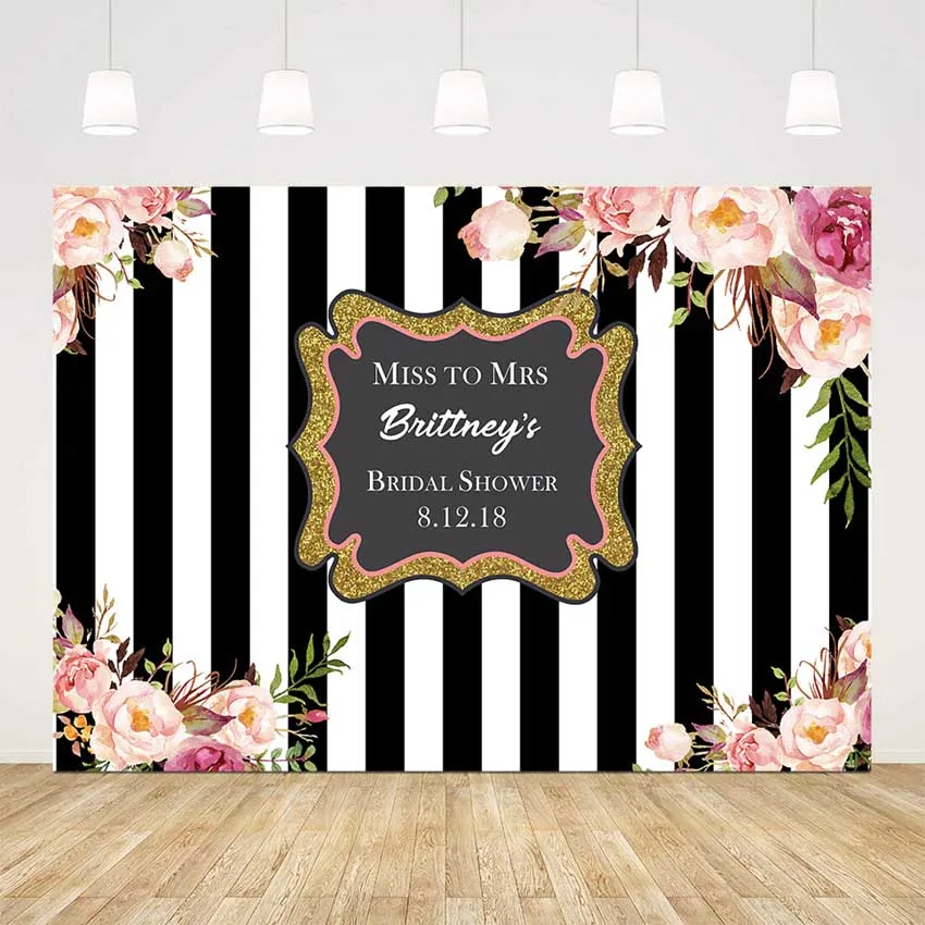 

White and black stripe backdrop rose flowers birthday background for photo studio floral wedding bridal shower photo booth