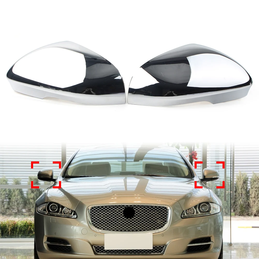 

1Pair Car Rear Side View Mirror Cover Cap Chrome For Jaguar XF XFR XFR-S XE XJ XJR XK XKR XKR-S ABS Plastic Car-styling