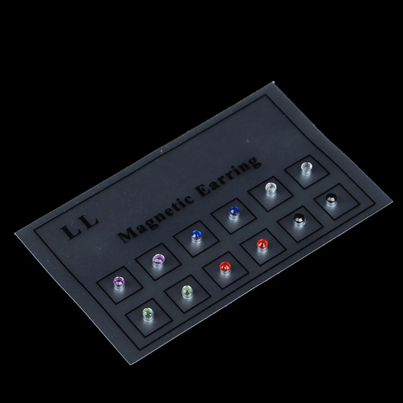 12 قطعة/بطاقة المغناطيس الكريستال القرط الأنف الشفاه Labret مربط وهمية الغشاش غير ثقب 3 مللي متر المغناطيسي قرط الاذن المرصع مجوهرات #4