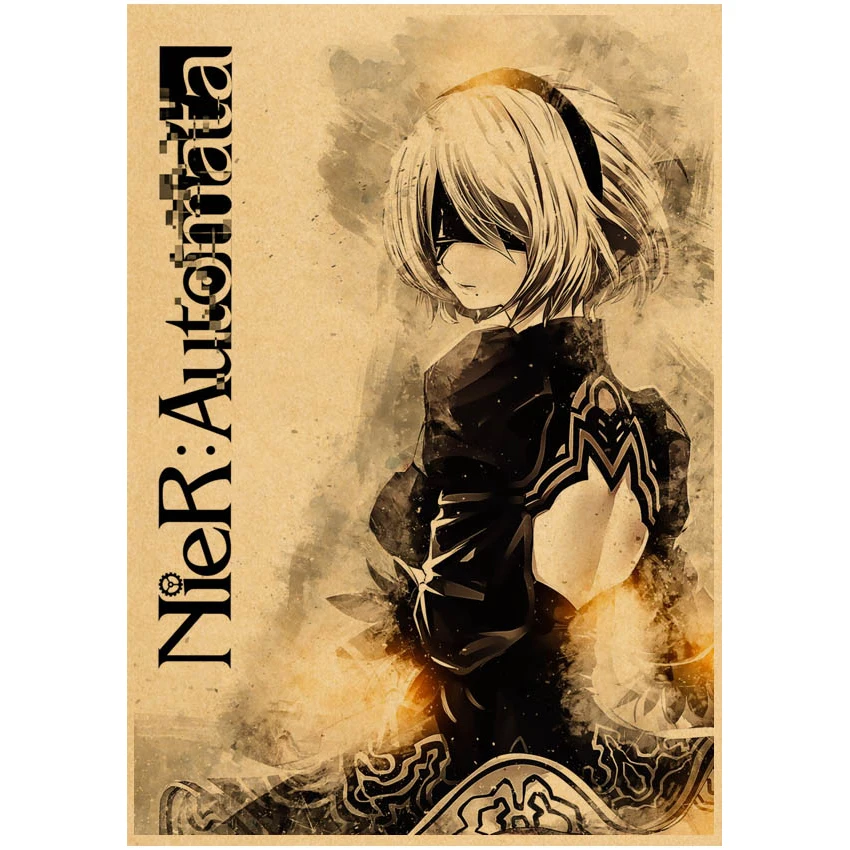 Game Nier Automata Poster Vintage Kraft Paper High Quality Home Room Cartoon Art Print Wall Sticker Decoration Painting