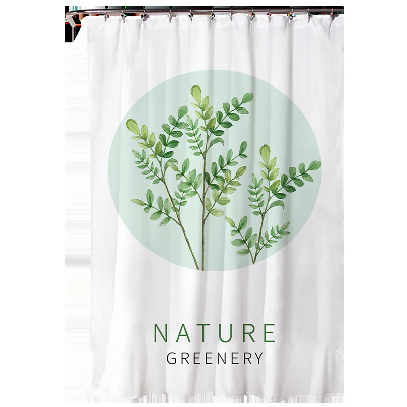 Flower Green Plant Shower Curtain Set Hook Bathroom Waterproof Polyester Cloth Natural Leaves 3D Printed Home Decor Bath Curtain