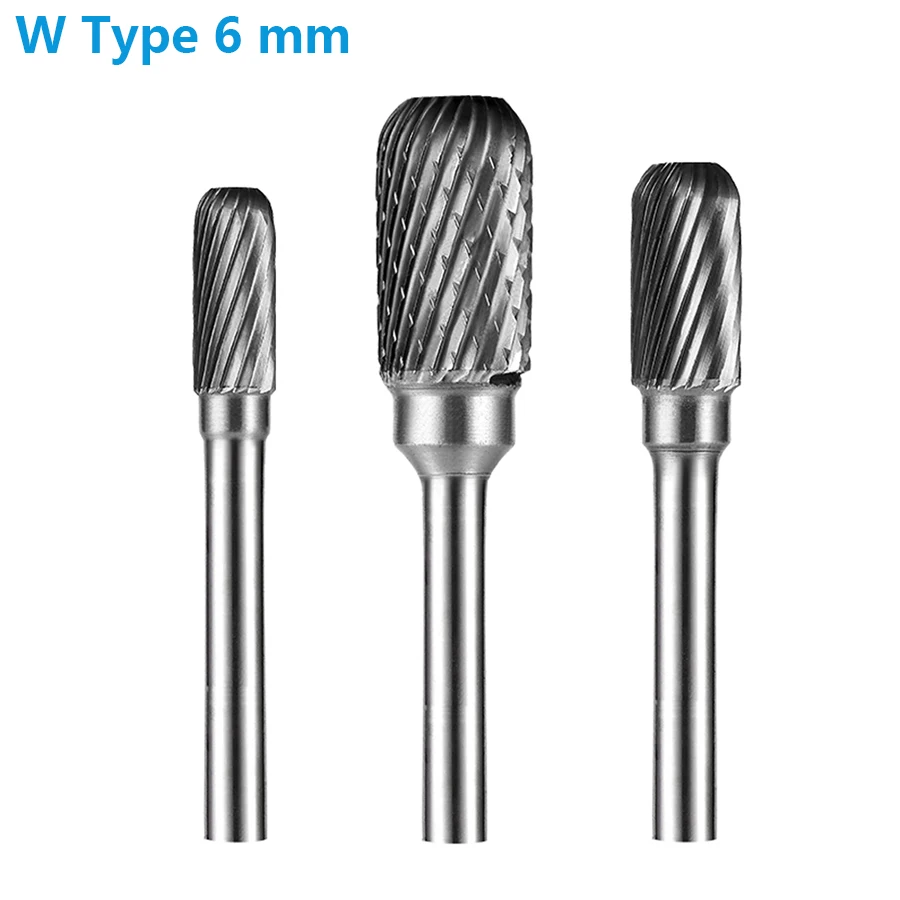 Tipo W utensile per la lavorazione lega rotante lima metallo tungsteno acciaio testa di macinazione fresa diametro codolo 6mm W1018M06 WX1622M06
