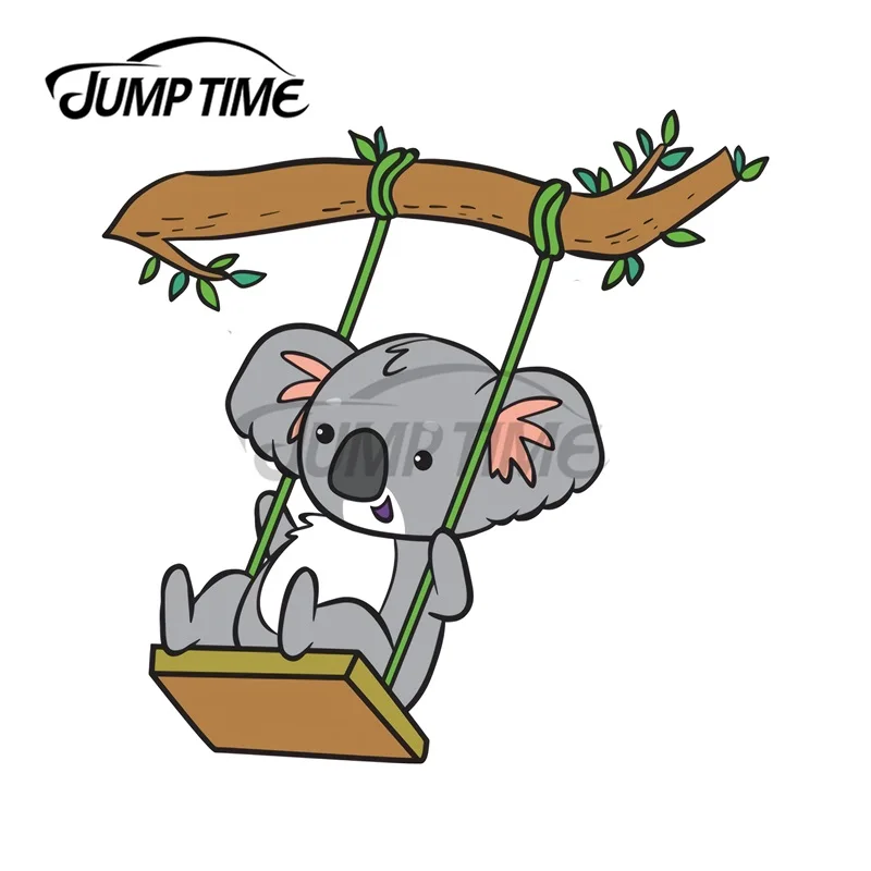 JumpTime 13 x 11.5 cm For Koala on A Swing Vinyl Car Stickers Scratch-proof Cartoon Window Trunk Decoration Vehicle Window Decal