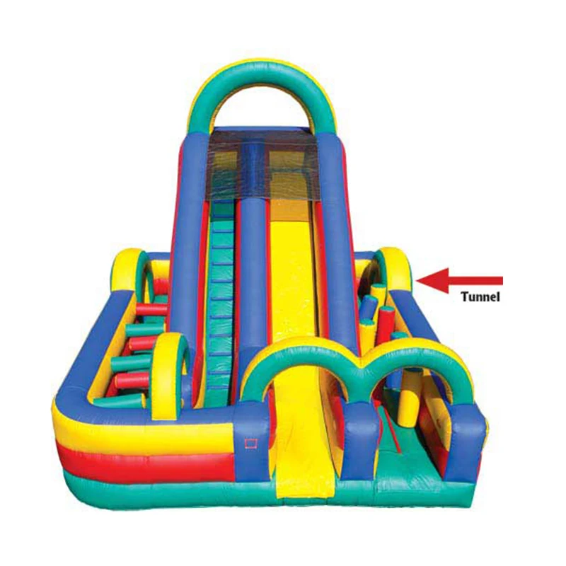 Commercial PVC Inflatable Slide Dry Inflatable Trampoline Jumper Happy Hop Combo With Obstacle Course For Children Outdoor Play