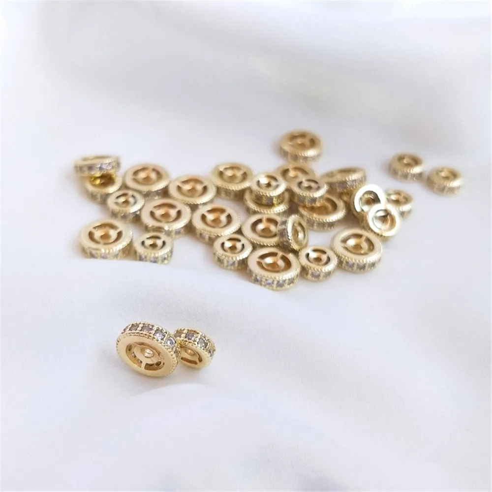 

14K Gold Plated Accessories inlaid zircon wheel beads, beads, and pieces of diy bracelet first jewelry accessories