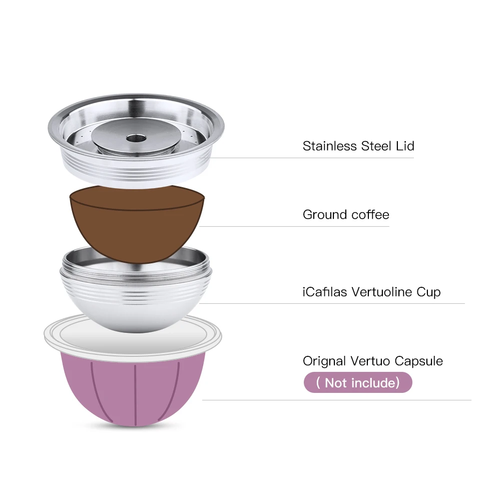 RECAFIMIL Reusable Capsule For Nespresso Vertuo Next Coffee Filter Espresso Vertuoline Barista Accesorios Steel Pod Big Cup