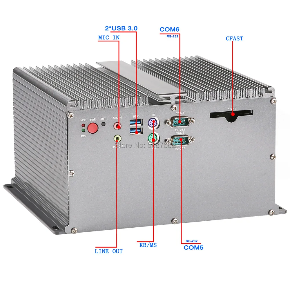 ABOX-9018 mit Intel i5-7267U CPU 2*PCI 6*COM Lüfterloser Embedded Box PC 2*LAN