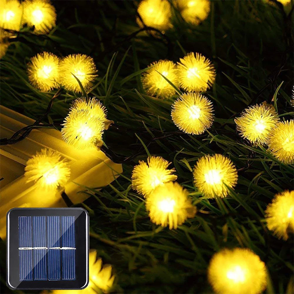 

Solar Dandelion String Lights Hairy Ball Lights Outdoor Waterproof Garden Landscape Lights Terrace Balcony Decoration Lights