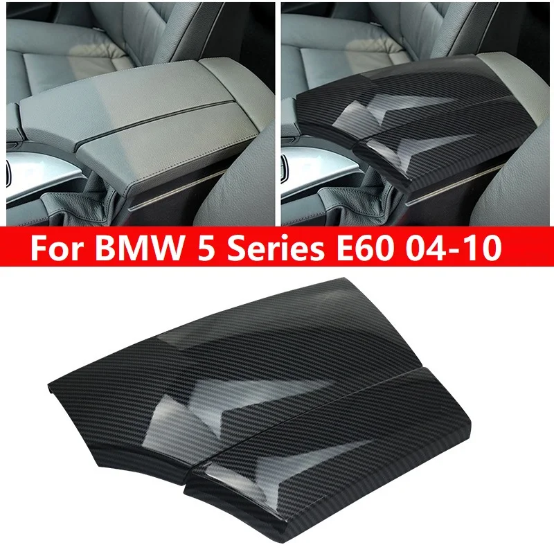 

2PCS Car Center Armrest Box Trim Cover Carbon Fiber ABS For BMW 5 Series E60 2004-2010 Left Hand Drive