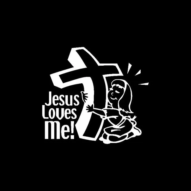 

15.6CM*14.1CM Car Sticker Religious Vinyl Decal Christian Jesus Loves me !