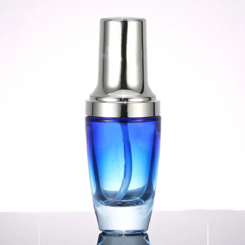 

30ML blue glass bottle with gold/silver pump/dropper for lotion/emulsion/serum/foundation/gel/oil dropper/sprayer packing