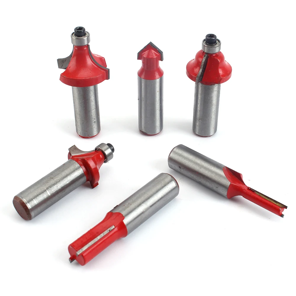 12 pçs 12.7/6.35mm shank fresa conjunto de carboneto roteador bit aparar carpintaria bits para afiação de madeira ferramentas manuais kit