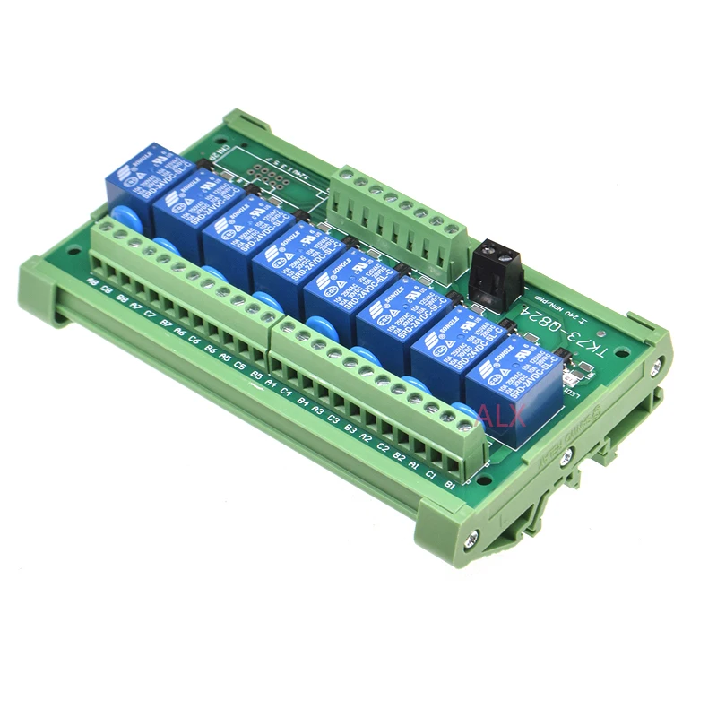 8 Channels relay module DIN Rail Mount SRD-05VDC-SL-C SRD-12VDC-SL-C SRD-24VDC-SL-C 10A 5V 12V 24V DC PNP NPN  1NO 1NC