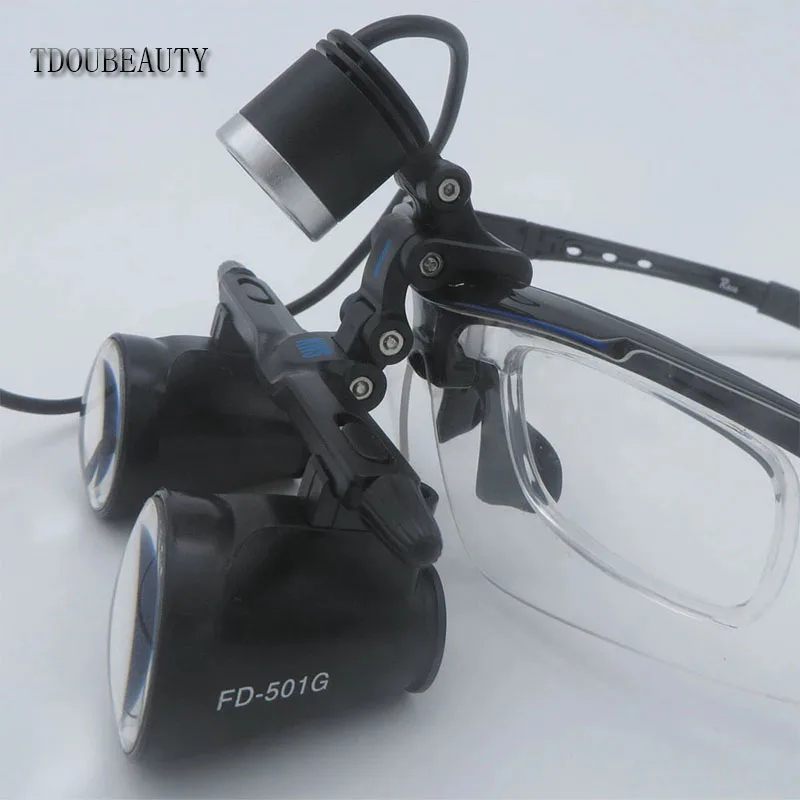 TDOUBEAUTY FD-501G-2 1W LED Dental Head Light And One-Way Spiral Filter Magnifier Loupe Free Shipping