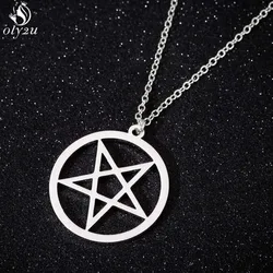 Punk Star of David Necklace Retro Devil's Trap Pentagram Satanic Necklaces Pendants Stainless Steel Jewelry for Women Men Gift