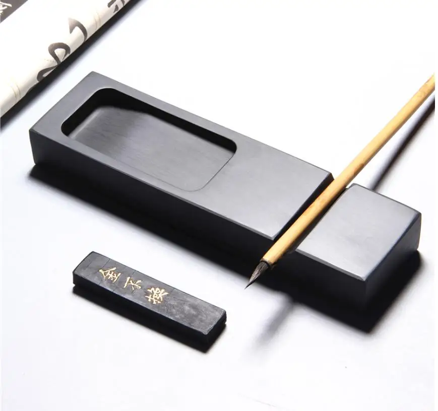 

Multifunctional Natural Rock She Ink Stone Brush Rest Inkstone Inkslab Chinese Calligraphy Painting Sumi-e Tool