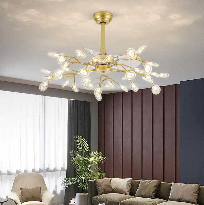 23 Inch ceiling fan fans with lights remote control Reversible ventilator lamp bedroom decor Silent Motor glowworm firefly