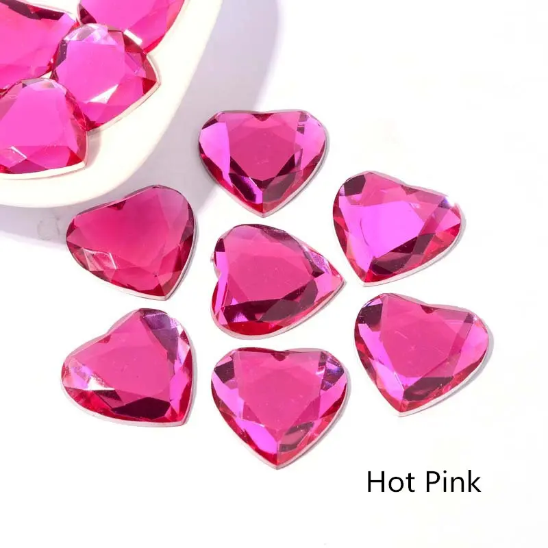 80PCS Acrylic Peach Heart Flat Drill 12mm DIY Handmade Mobile Phone Shoe Material Toy Decoration Sticker Diamond Accessories