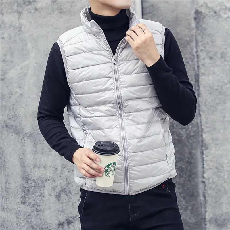 FGKKS Fashion Brand Men Down Vest Coats New Winter Casual Sleeveless Lightweight Down Duck Vest Coats Male