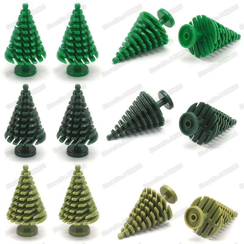 Christmas Decoration Pine Building Block Tree Accessories Moc Assembly Figures Family Garden Forest Model Child Gifts DIY Toys