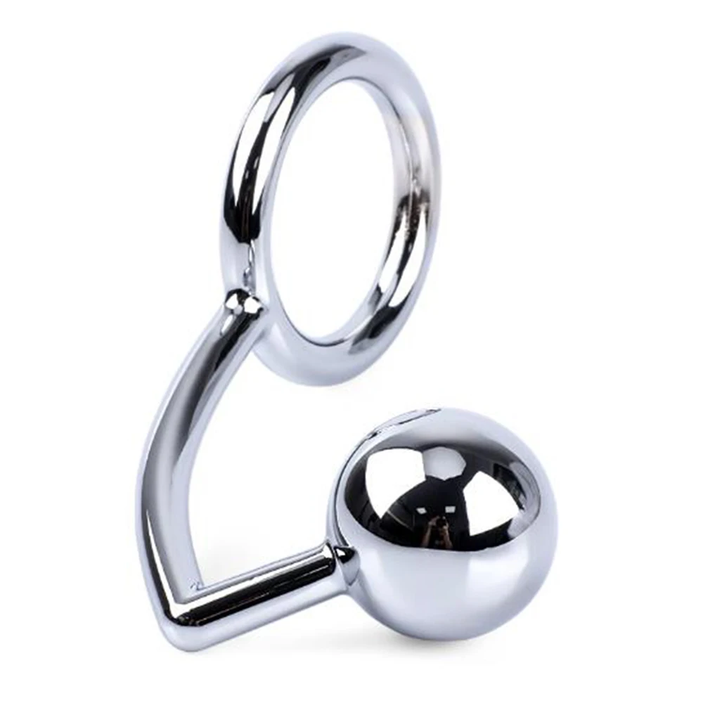 40/45/50mm Metal Anal Hook with Penis Ring for male Anal Plug Penis Chastity Lock Fetish Cock Ring Sex Toys for Men