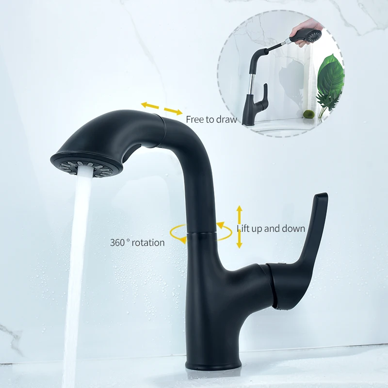 Bathroom Black Basin Faucets Toilet Wash Hair Artifact Crane Wash Basin Water Mixer Tap Hold Shower Head Lifting Faucet