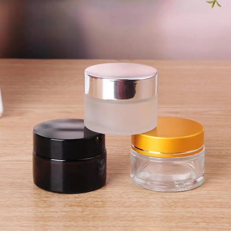 5g/5ml 10g/10ml Cosmetic Empty Jar Pot Makeup Face Cream Container Bottle with black Silver Gold Lid and Inner Pad LX2869