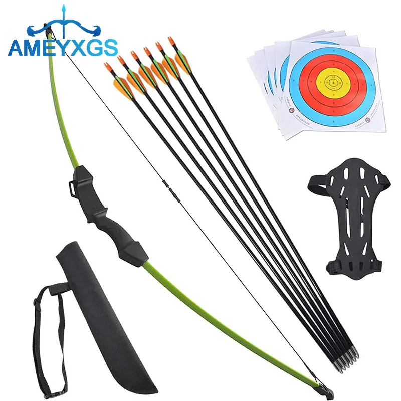 Children's Bow and Arrow Toy Set 6 Glassfiber Arrows Arm Guard Arrow Quiver for Archery Hunting Training Shooting Accessories