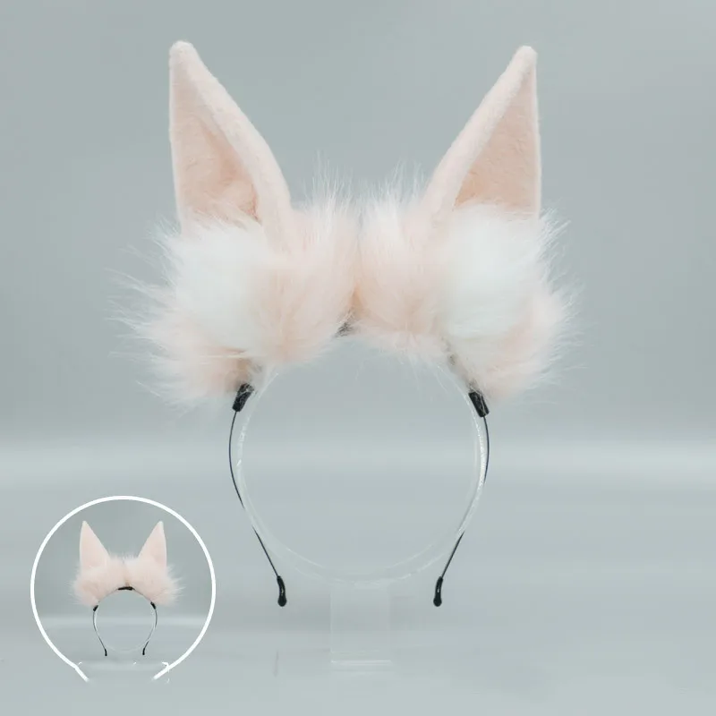 Diadema Kawaii de orejas largas de imitación de zorro para mujer y niña, Cosplay de Anime, lobo de peluche, oreja de Animal, KC Lolita, accesorios para el cabello