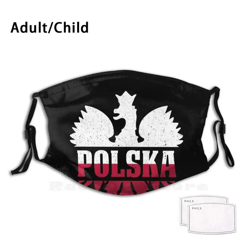 Polska Flag Logo Vintage Retro Eagle Polish Pride Poland Gear Funny Print Reusable Pm2.2711 Filter Face Mask Polish Pol Polska