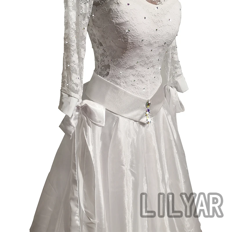 Ballroom Dance Standard Skirt Competition  Costumes Performing Customize New Arrival Adult Children White Lace1