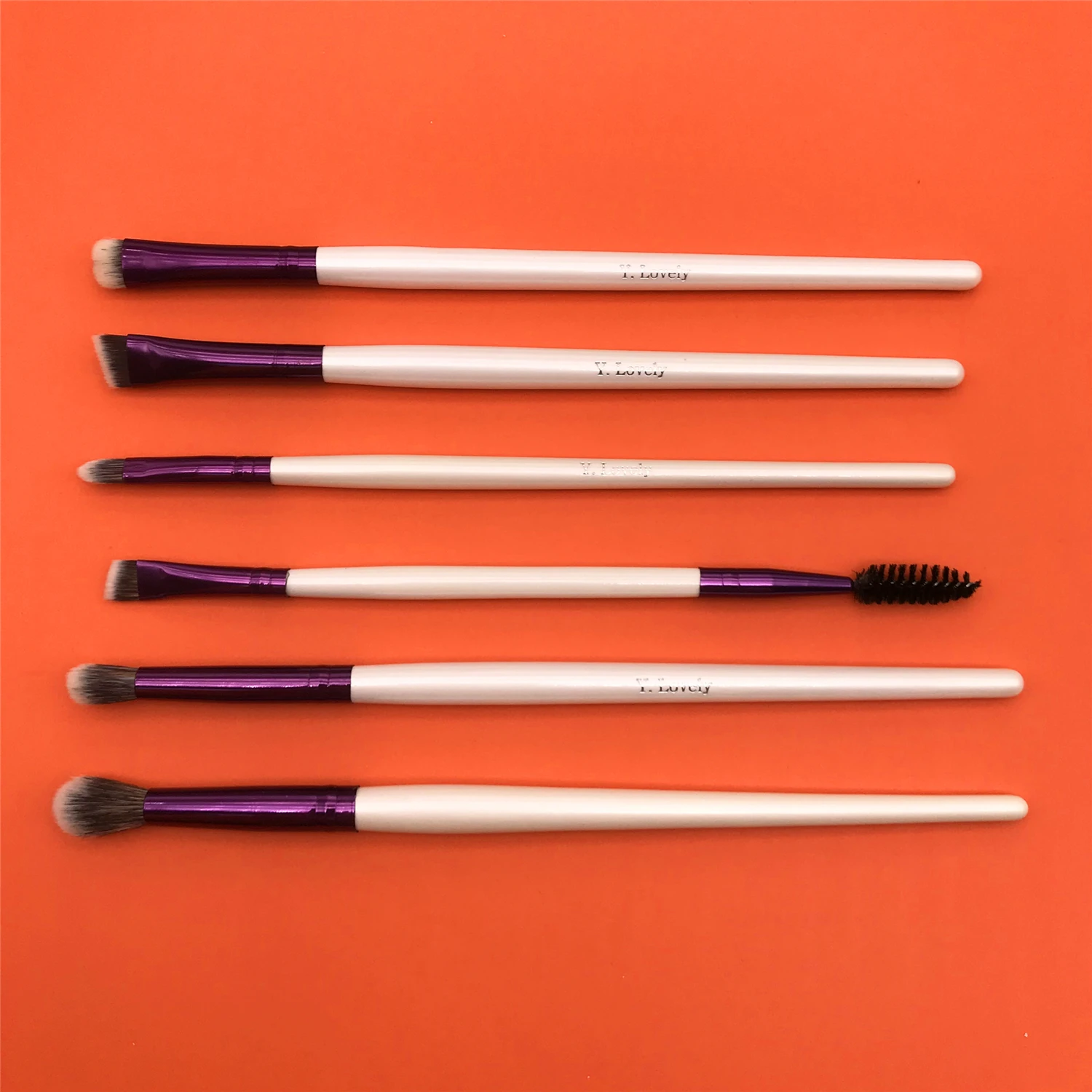 YLovely Super Soft Pro Quality Synthetic White Purple Cosmetic Powder Blush Eyeshadow Eyeline Mask Makeup Brush Set