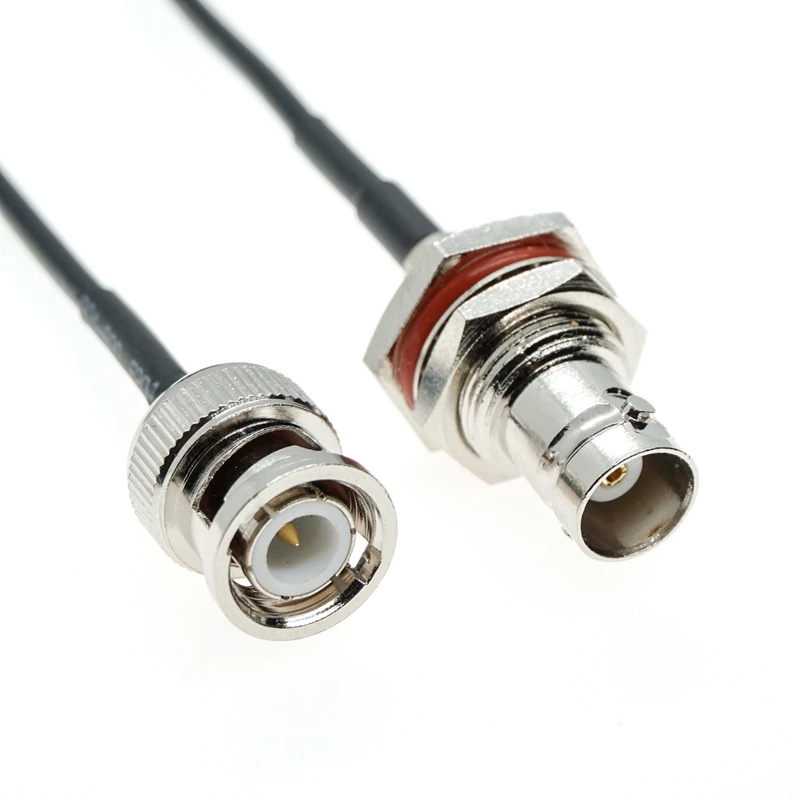 BNC male to BNC female Jack nut bulkhead crimp Jumper RG174 pigtail Coaxial Cable