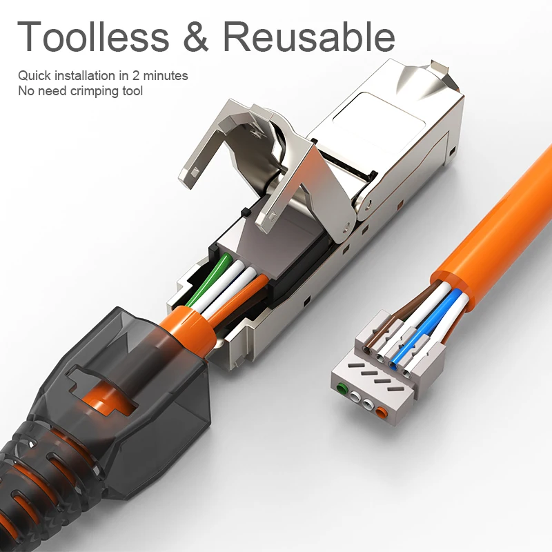 RJ45 Cat5e Cat6A Cat7 LAN Cable Tool-less Extension Connector Network Extender Junction Adapter Connection Box