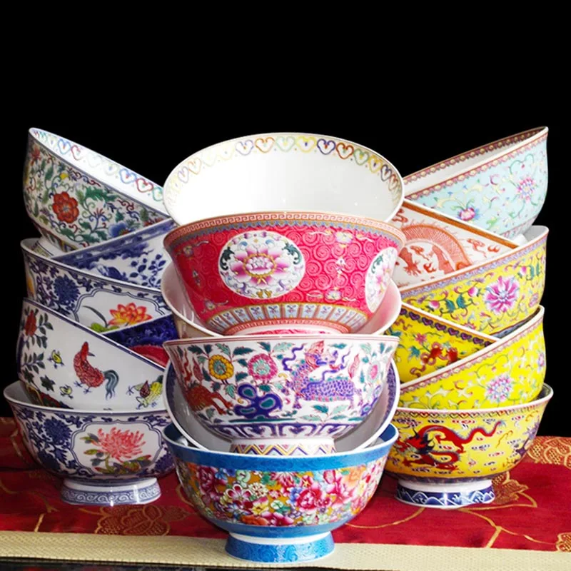 Chinese Soup Bowl Ceramic Ramen Bowl Classical Bone china Tableware 4.5inch Small Bowls Kitchen Dinnerware Accessories Container