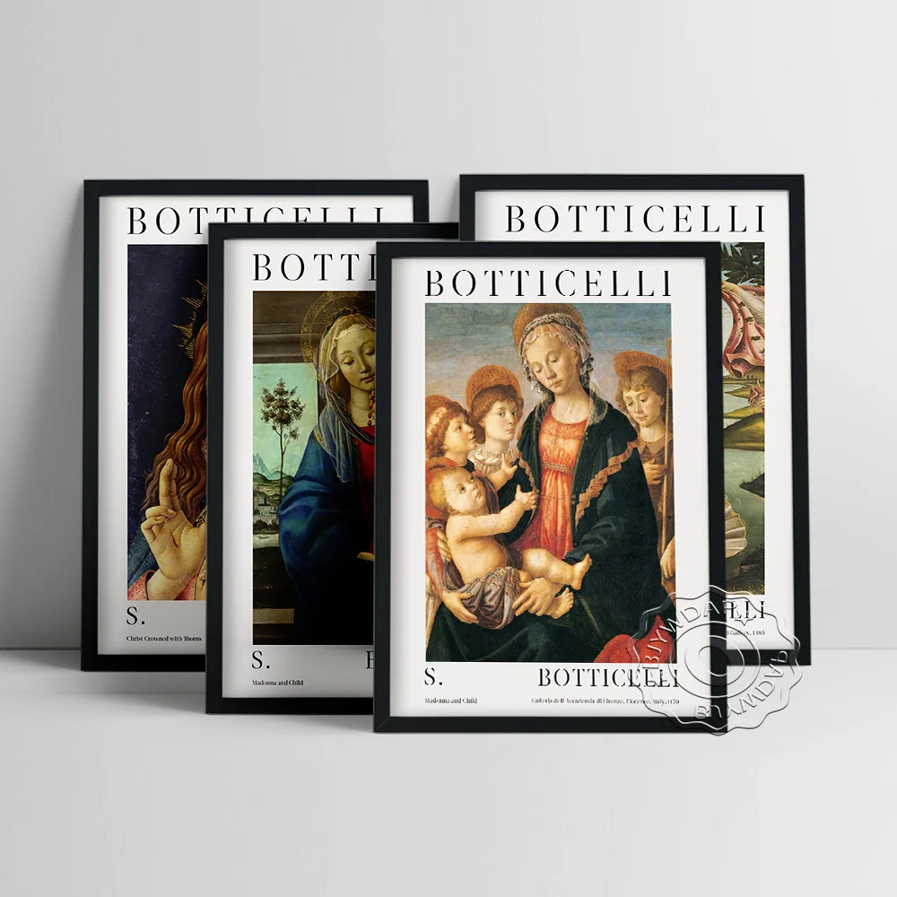 Sandro Botticelli Mythology Exhibition Poster, The Birth Of Venus Retro Canvas Painting, Italian Renaissance Wall Art Home Decor