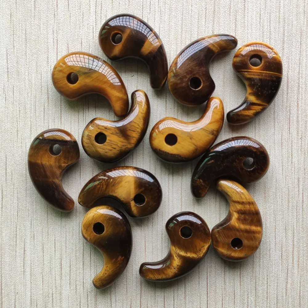 Fashion good quality natural tiger eye stone magatama charms pendants for jewelry making  free shipping Wholesale 12pcs/lot