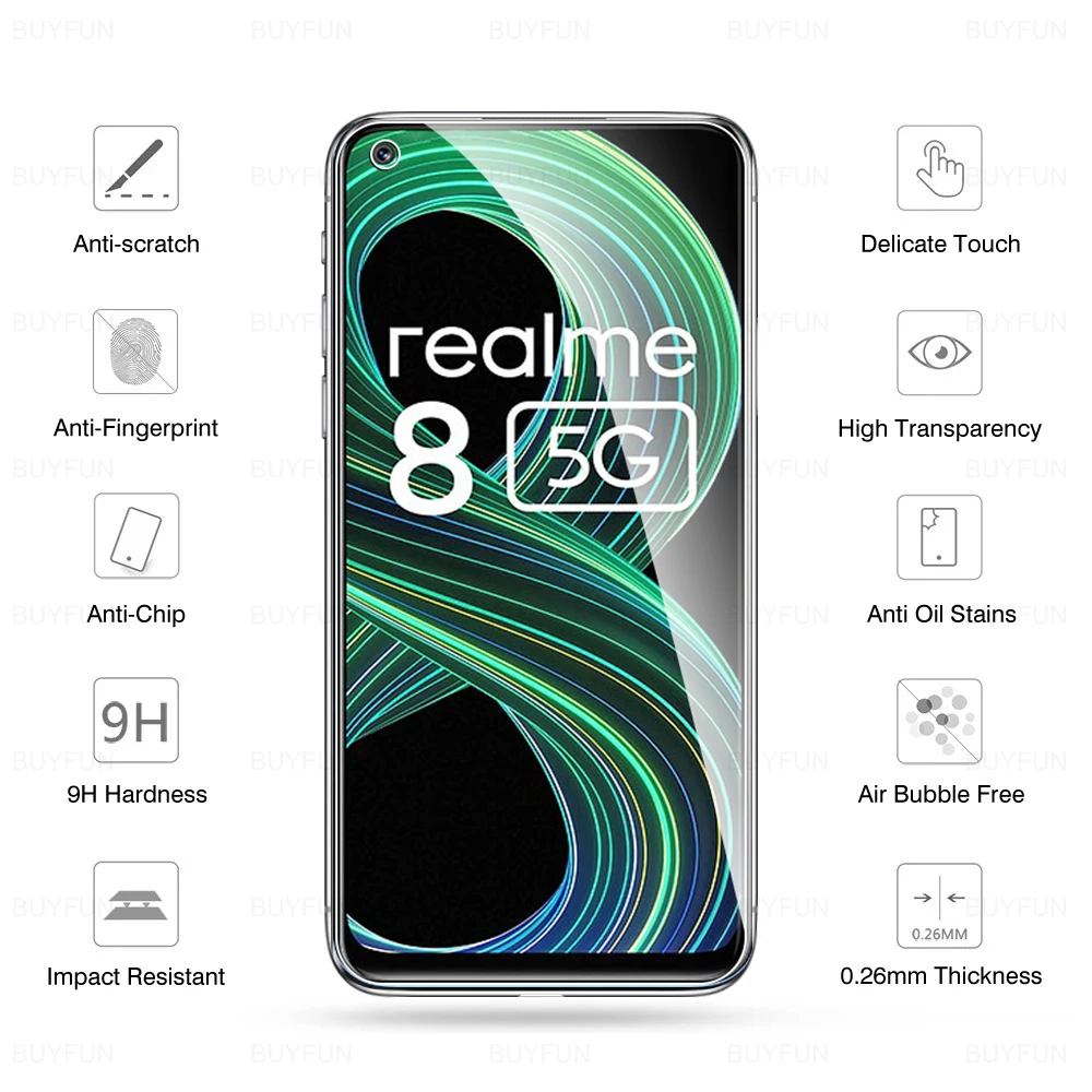 Защитная пленка из закаленного стекла для OPPO Realme 8 5G 4G 8Pro Pro V13 Narzo30 Realme8 HD, 2 шт., защитная пленка для 6,5 дюйма, RMX3241