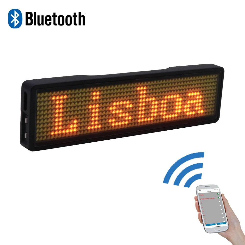 bluetooth rolagem digital led nome tag mini display led texto recarregavel led nome sinal 01