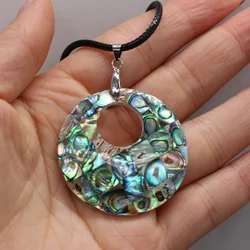 Natural The Mother Of Shell Necklace Abalone Pendant Leather Cord 2MM Charms For Elegant Women Love Romantic Gift