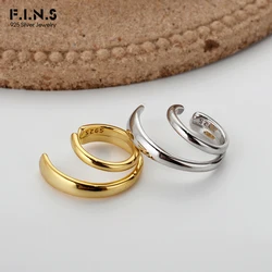 F.I.N.S 1PC Korea Style 100% 925 Sterling Silver Glossy Ear Clip Geometric Ear Buckle No Puncture Cartilage Fine Jewelry