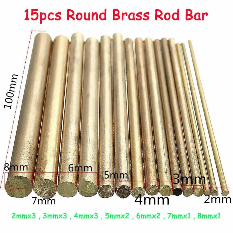 Barra de Bronze Rod para Relojoeiro Torno Assista Artesanato Peças Faça Você Mesmo 28 mm Comprimento 100 mm Comprimento 15 Pcs