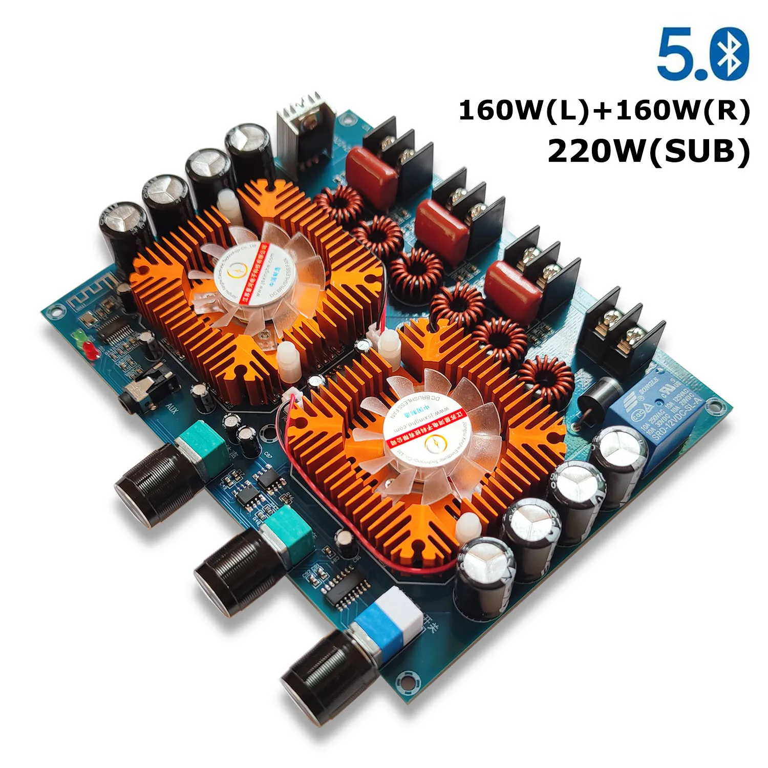 Digital Power Amplifier Board Stereo 2.1 Channel TDA7498E 2x160W+220W AUX Bluetooth 5.0 Input