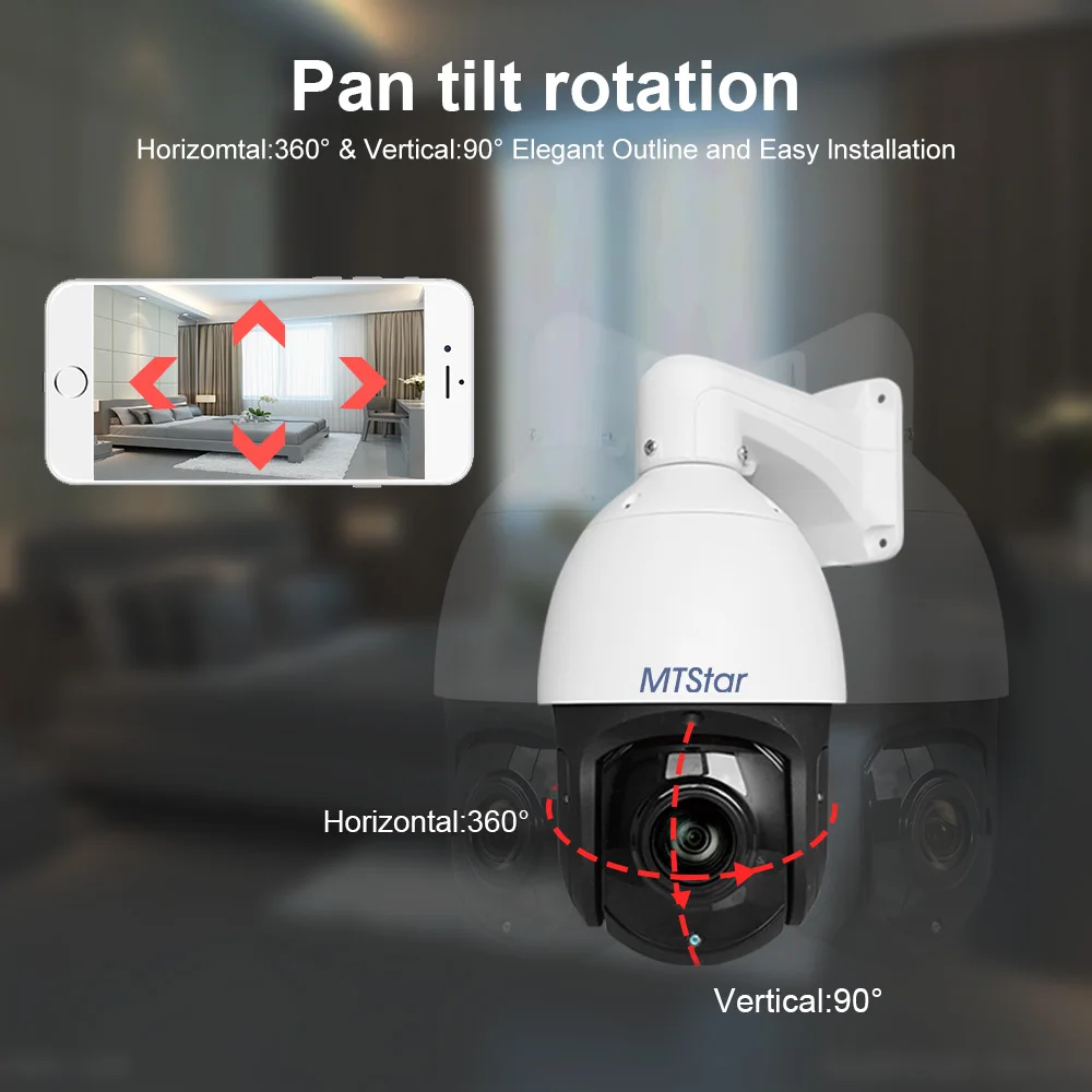 Hikvision Compatible MTStar 4K 30X Zoom PoE  IP PTZ Camera IP66  IR 300m Onvif P2P Two Way Audio Starlight Outdoor CCTV Camera