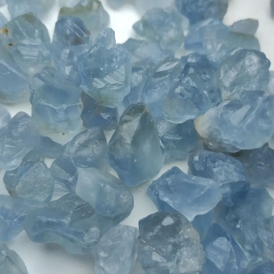 Natural Blue Celestite crystal gravel  Mineral Specimen Healing Stones For Teaching Dream Home Decor